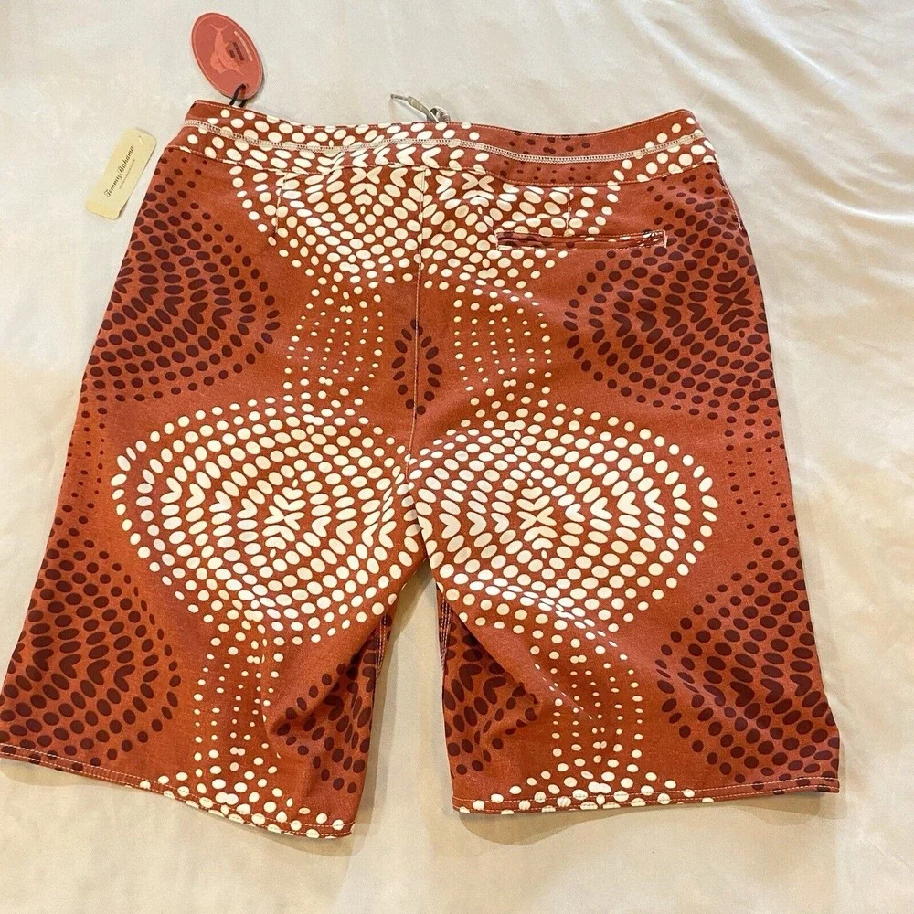 Tommy Bahama Relax Board Shorts Orange Geometric Pattern 10